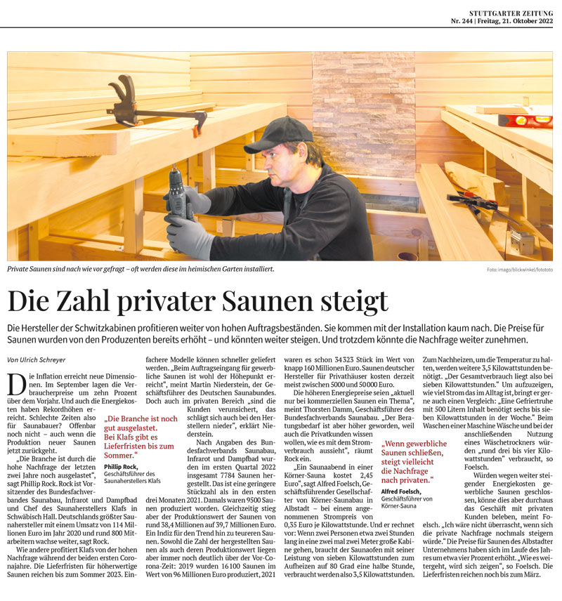 Artikel der Stuttgarter Zeitung vom 21.10.2022