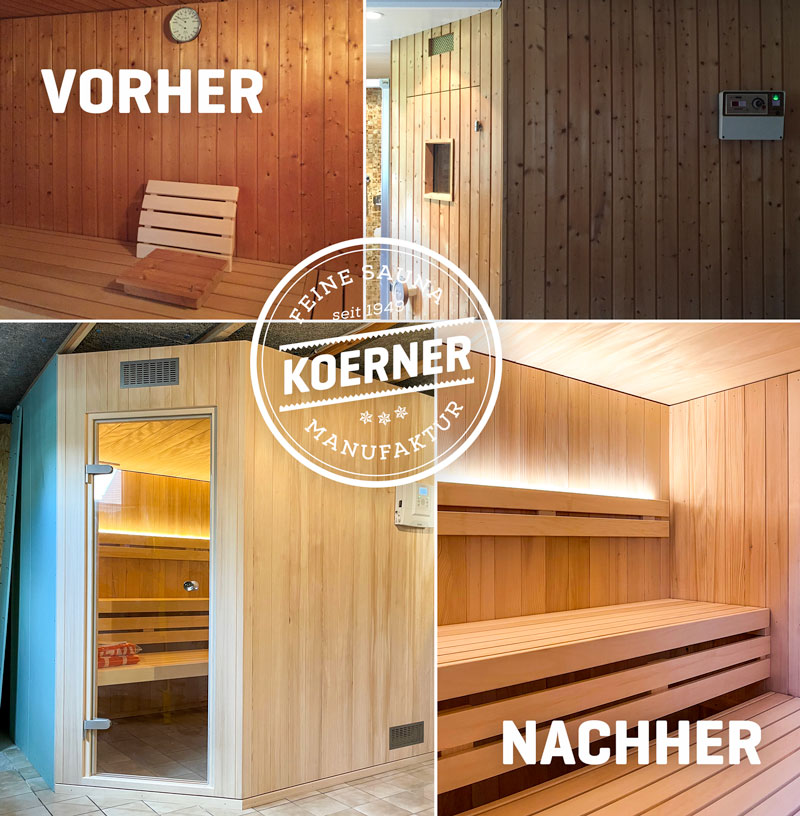 Sauna vorher nachher