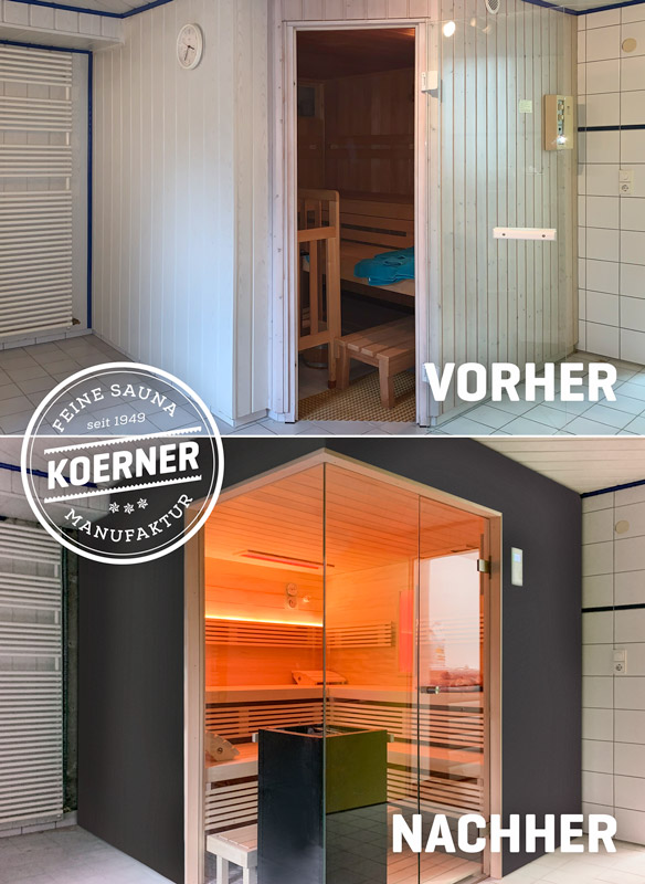 Vorher-nachher: neue KOERNER Sauna