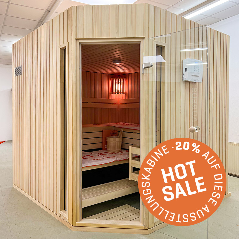 KOERNER Sauna MODUS DREIHEIZER – reduzierte Ausstellungssauna