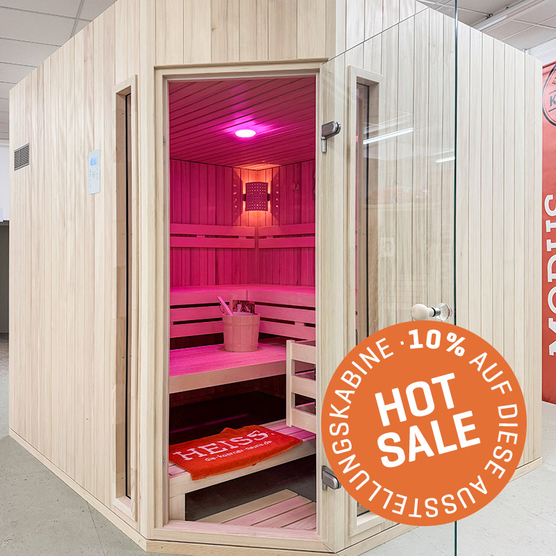 KOERNER Sauna MODUS DREIHEIZER – reduzierte Ausstellungssauna
